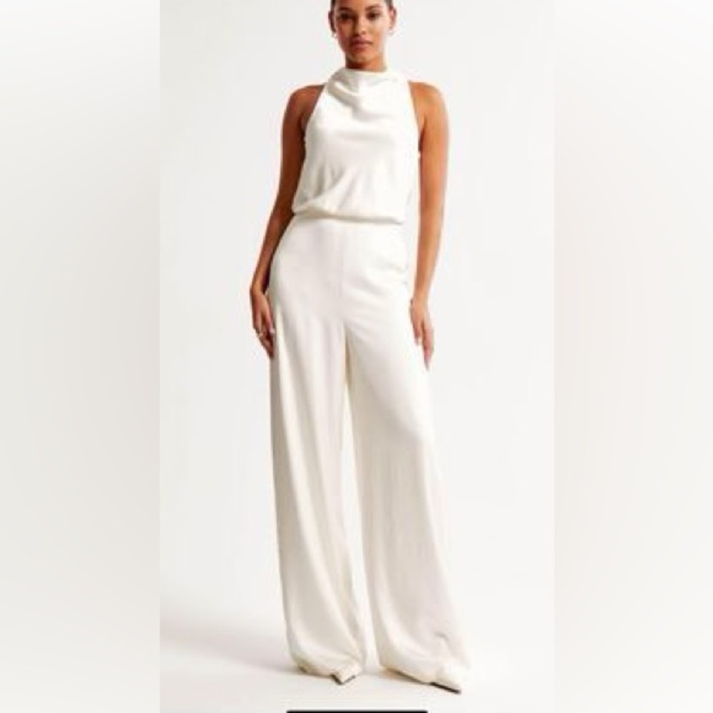 Abercrombie White Satin Jumpsuit